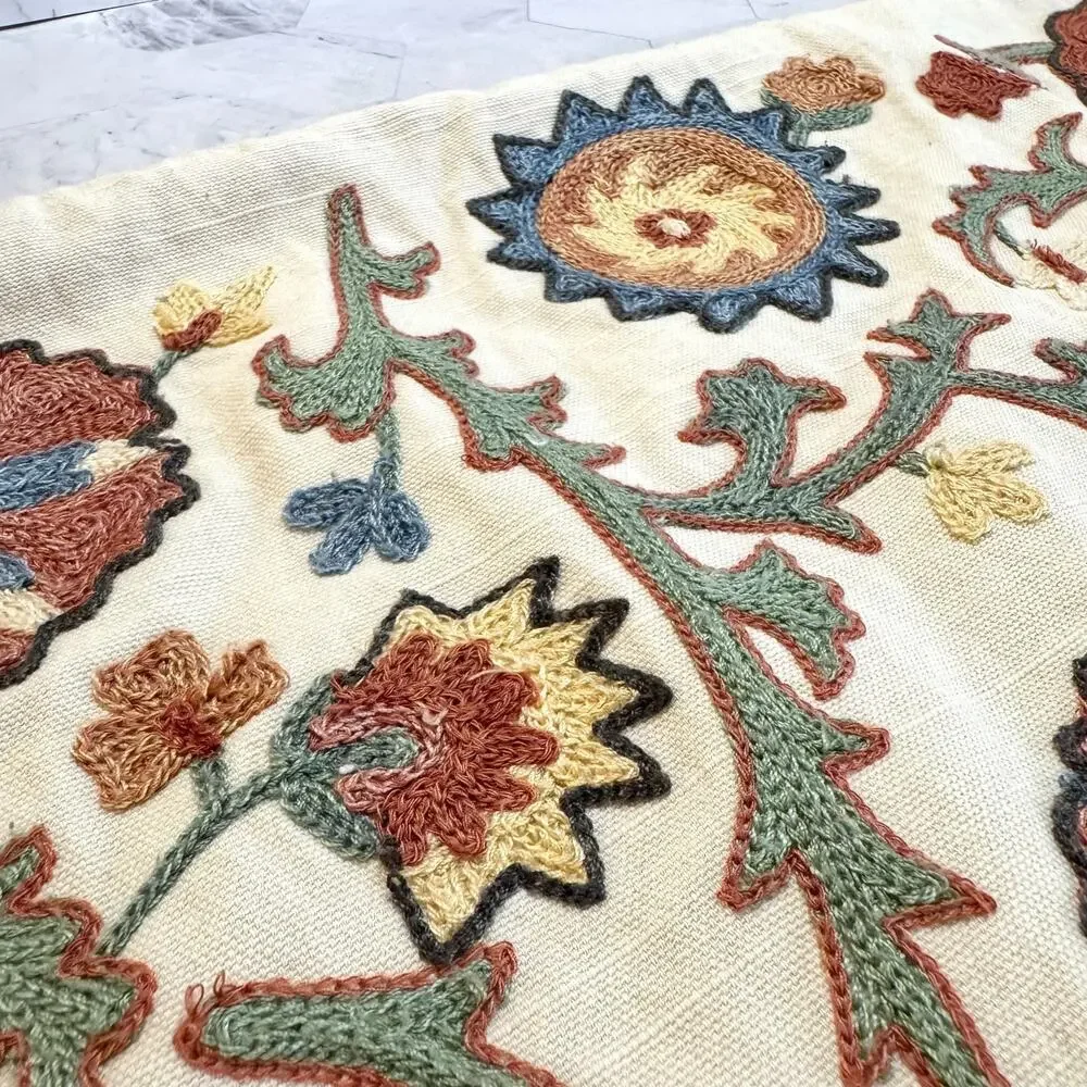 Pottery Barn Pillow Cover Penelope Embroidered Floral 22x22